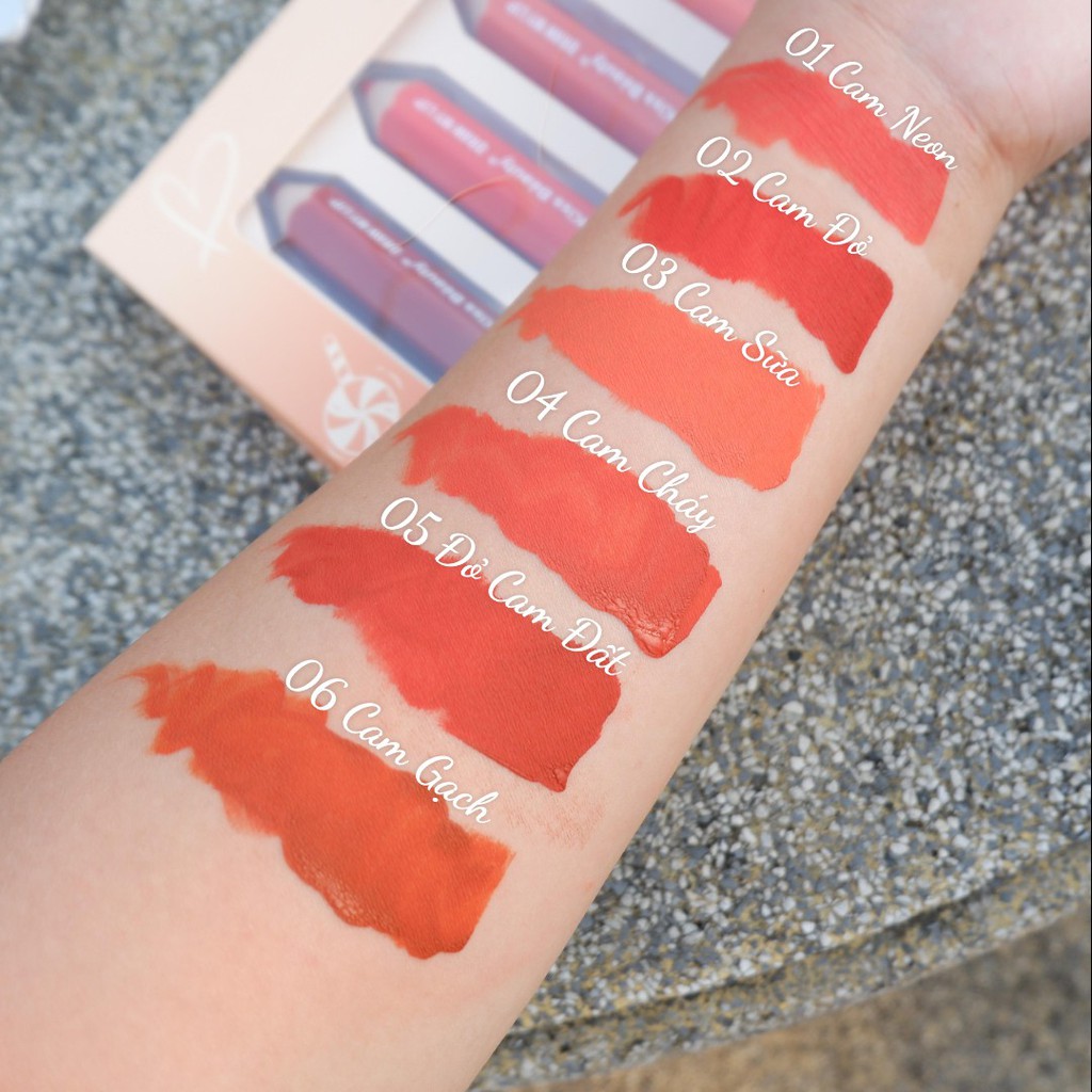 Set 6 son kem bút chì Kiss Beauty draw my lips velvet lipgloss No.70007-03 NPP Shoptido | BigBuy360 - bigbuy360.vn