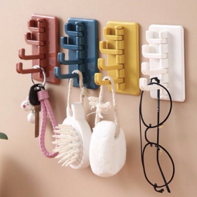Móc dán tường 4 nhánh siêu chắc, móc xoay 4 chấu treo đồ dán tường đa năng - TiNa’s House
