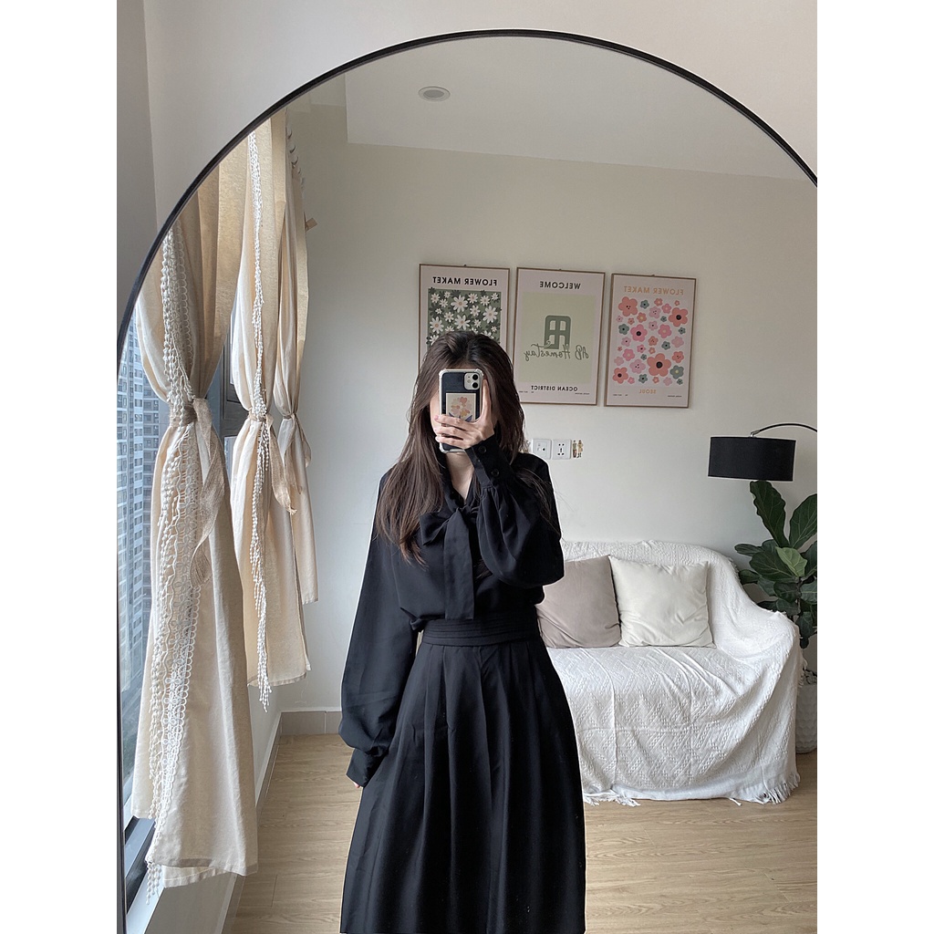 Chân váy midi ulzzang lưng xếp ly ngang | BigBuy360 - bigbuy360.vn