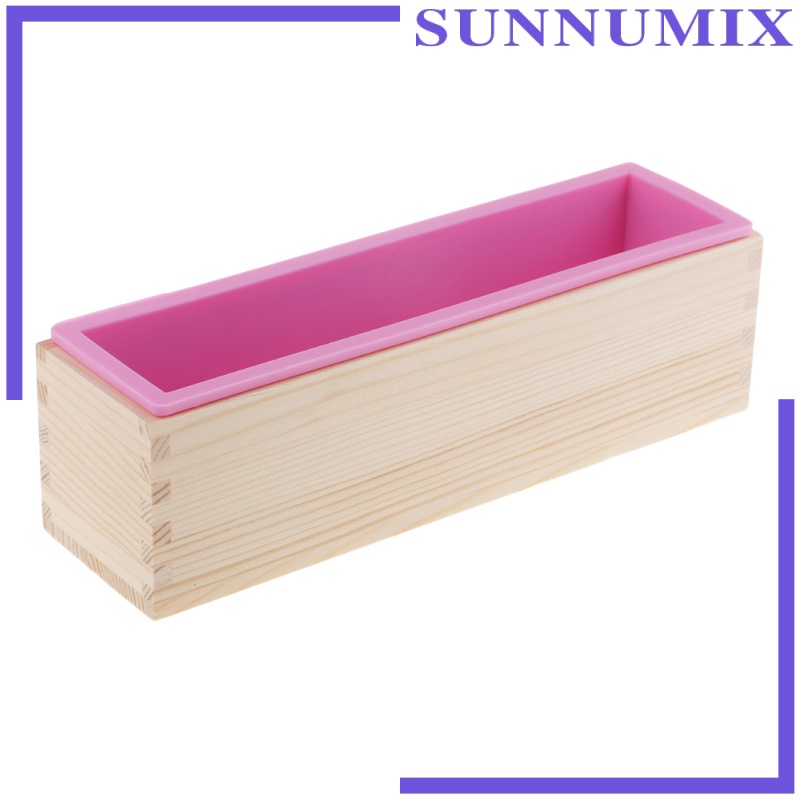 (Hàng Mới Về) Set 2 Khuôn Silicone Hình Chữ Nhật Làm Xà Phòng Kèm Hộp Gỗ 900ml