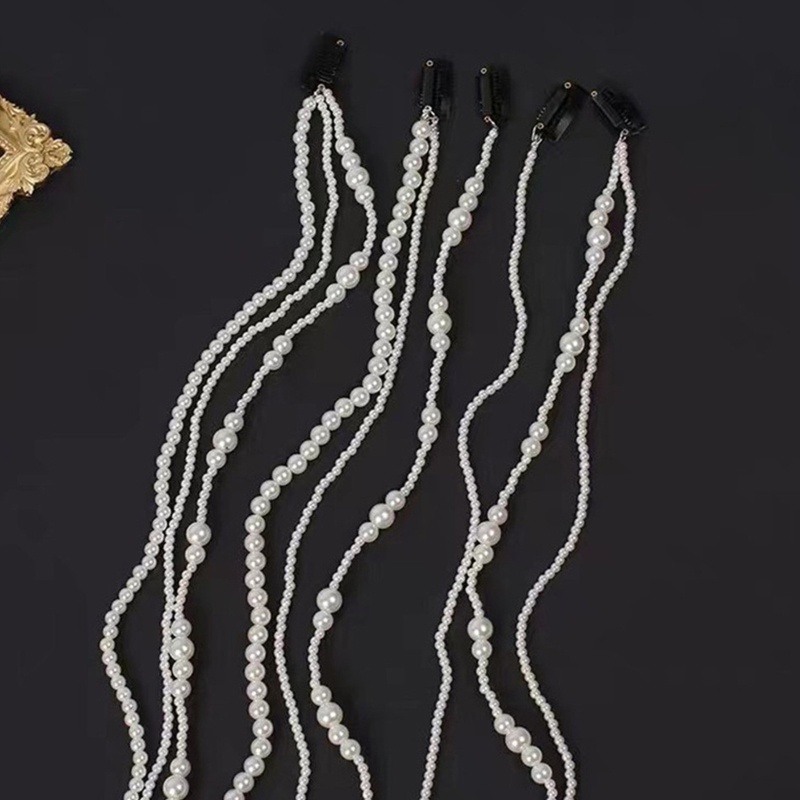 Kẹp Tóc Dạng Chuỗi Hạt Ngọc Trai Phối Tua Rua Dành Cho Tóc Bện