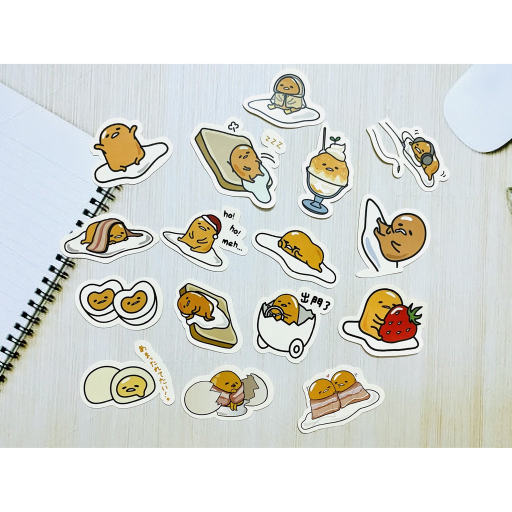 Sticker trứng lười - gudetama dán trang trí laptop, máy tính bỏ túi, vali, điện thoại, đàn ghita.