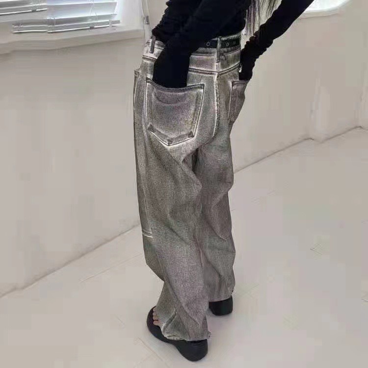 Quần Denim ống rộng loang P38
