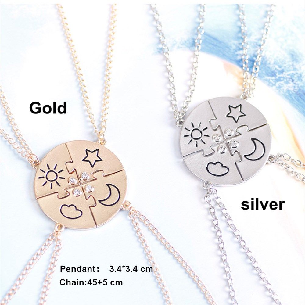 Set 4 Vòng cổ Tình Bạn Đính Đá Mặt Trăng Mặt Trời Đám Mây|Vòng Tay Tình Bạn Nhiều Màu Thời Trang