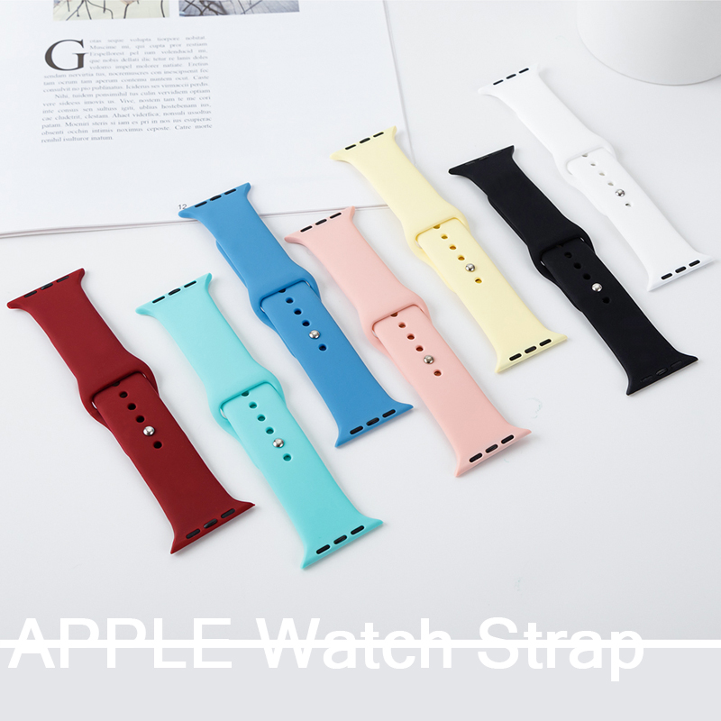 Duo Teng Apple Watch Silicone Strap &amp; Cover a set for iwatch Band 5 4 3 2 Strap + Screen Protector Case 38mm 40mm 42mm 44mm Replacement Bracelet Watchband Full Protect