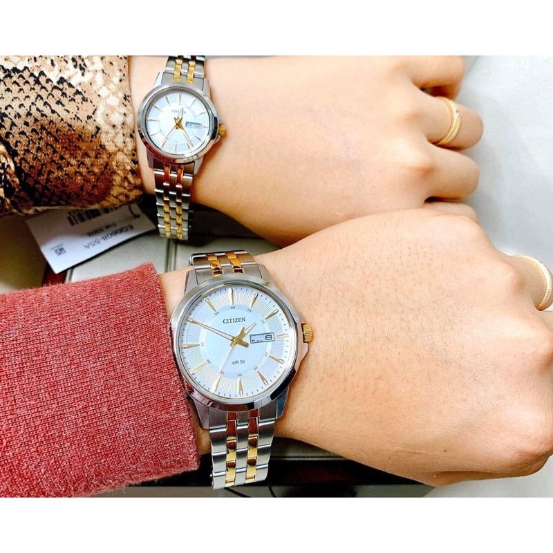 Đồng hồ đôi nam nữ dây thép Citizen BF2018-52A EQ0608-55A