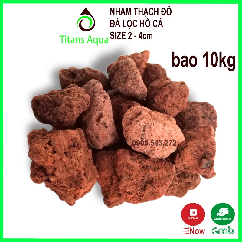 Bao 10kg ĐÁ NHAM THẠCH ĐỎ - ĐÁ LỌC - VẬT LIỆU LỌC HỒ CÁ - SIZE 2-4cm