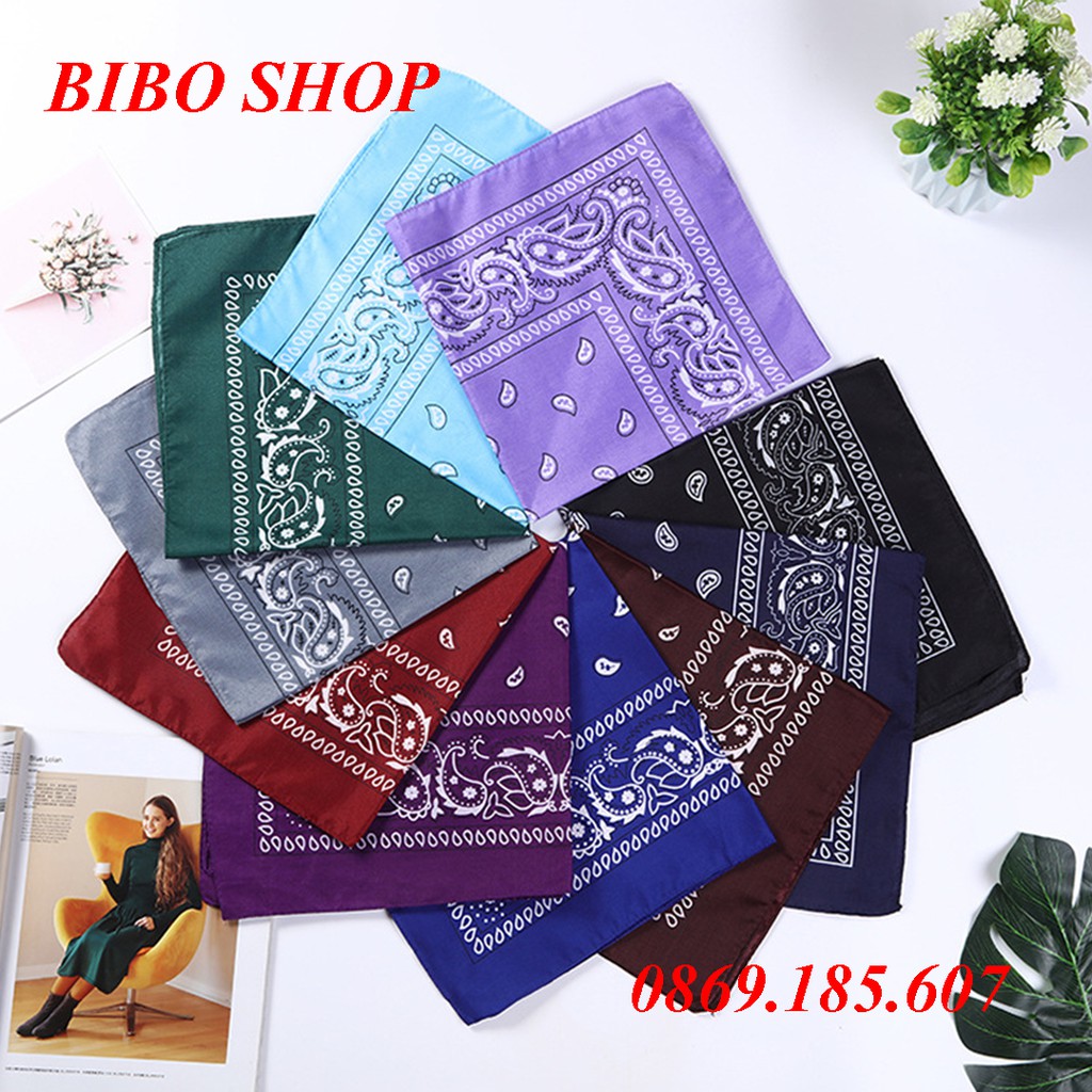 Khăn Bandana Vải Cotton - Khăn Turban Choàng Cổ, Đeo Tay, Đeo Túi Xách, Thắt Lưng, Búi Tóc