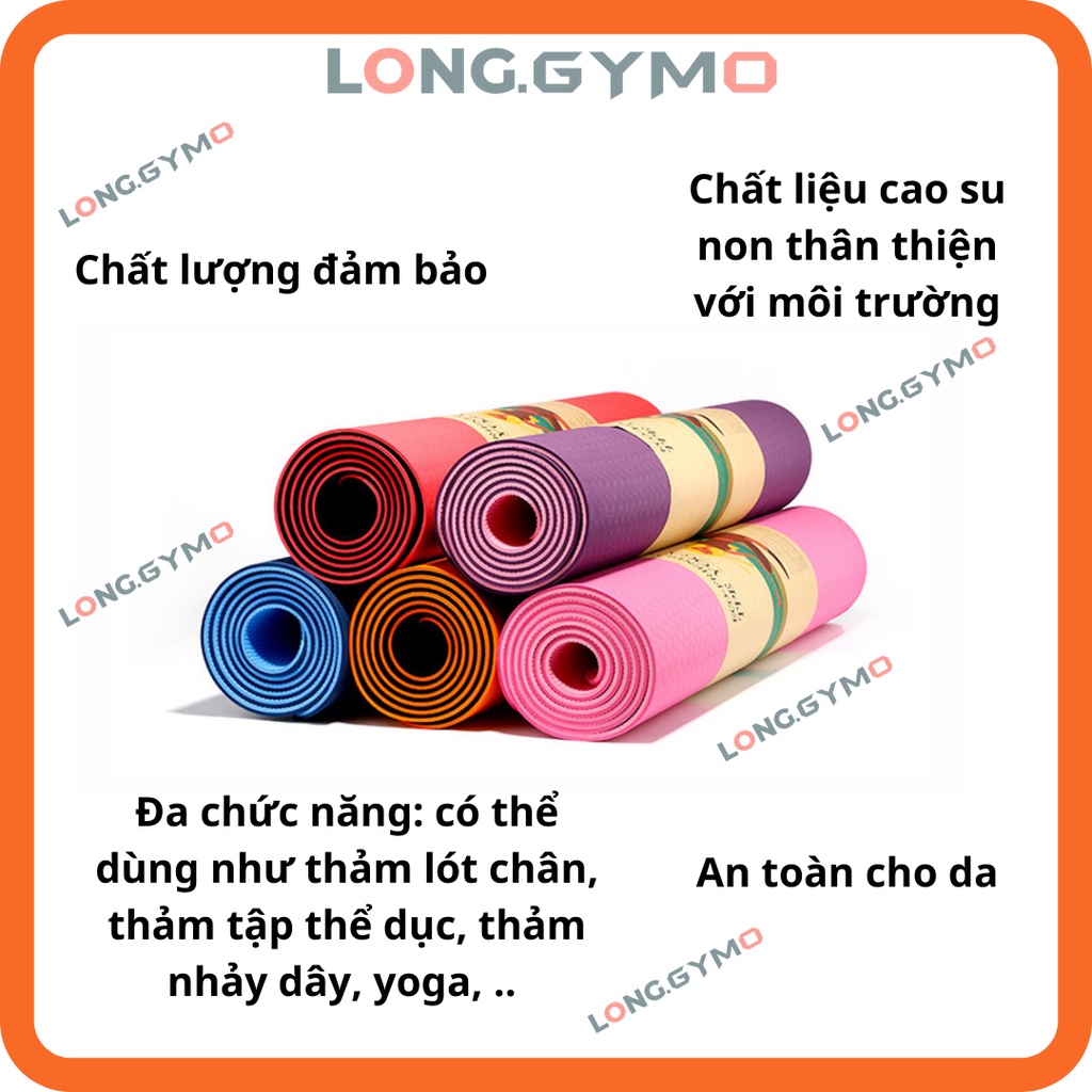 Thảm Tập YOGA, GYM 2 Lớp Cao Cấp, Thảm Tập Yoga Chống Trượt + Kèm Túi Đựng + Quà Tặng Ngẫu Nhiên.