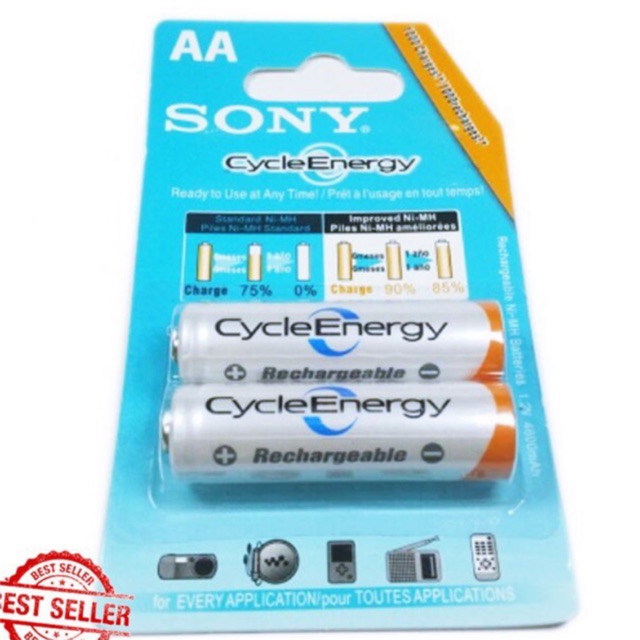 Vỉ 2 pin sạc AA và AAA Sony CycleEnergy 4600 mAh siêu khũng (giá tốt)