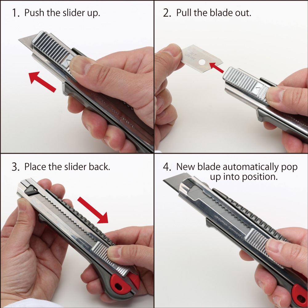 Dao dọc giấy thân nhôm bản lưỡi rộng 18mm đựng tối đa 6 lưỡi NT Cutter L-2000RP