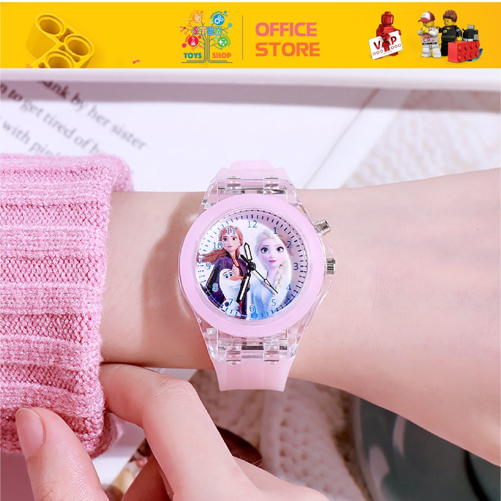 Đồng Hồ Elsa, Hello Kitty,Sofia Dây Đeo Silicon Cho Bé Trai, Bé Gái - Có Đèn Phát Sáng
