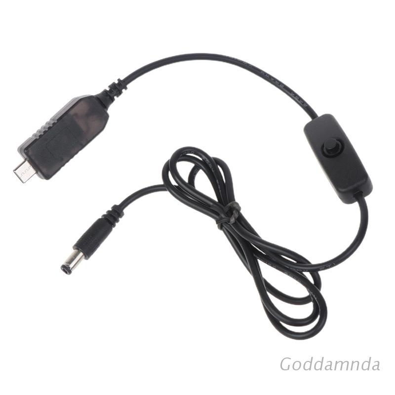 Dây Cáp Nguồn 1m USB C 5V Đến 12V 6W 5.5x2.1mm Có Công Tắc Bật/Tắt Cho Bộ Định Tuyến Wifi/Modem DVR