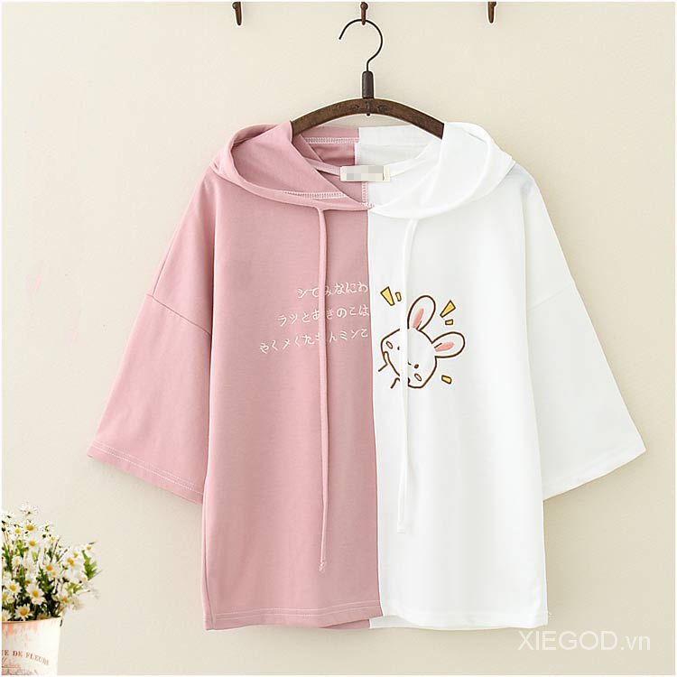 Áo Hoodie Ngắn Tay Thêu Họa Tiết Xinh Xắn Dành Cho Nữ