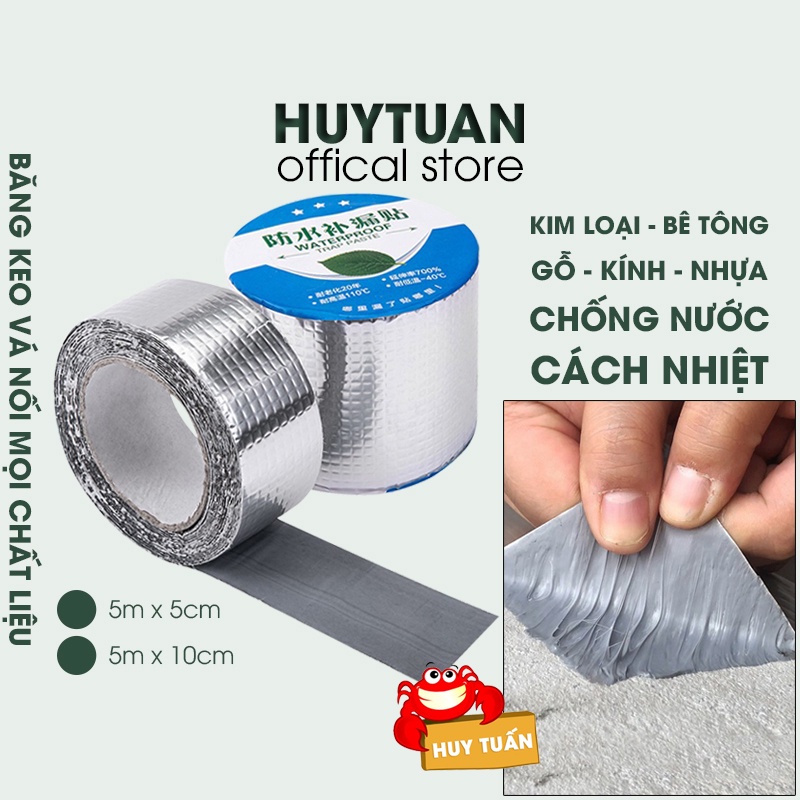 Cuộn 5 mét băng keo dán rộng 5cm/10cm - Miếng dán siêu dính - Miếng dán chống thấm nước - Keo chống dột TRAP PASTE (BKT)