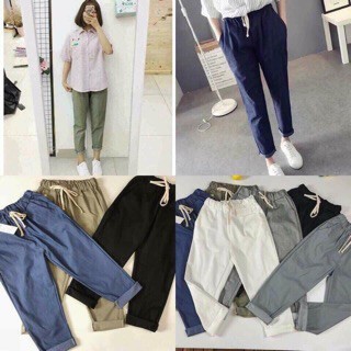 Quần baggy thô đũi cạp chun rút (ảnh thật)