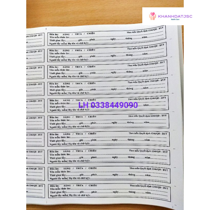 Tem dán vỡ dùng dán lưu mẫu thức ăn