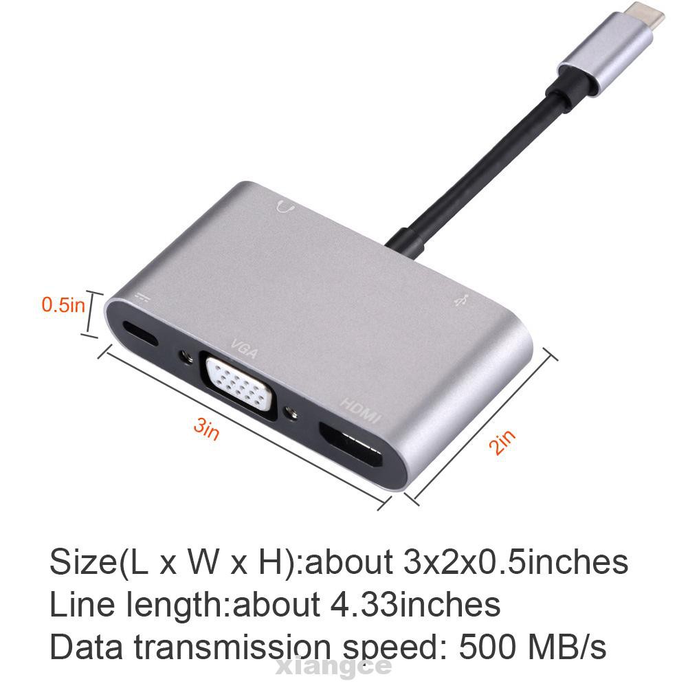 Bộ Chia Cổng Sạc Usb C 5 Trong 1 Bằng Hợp Kim Nhôm