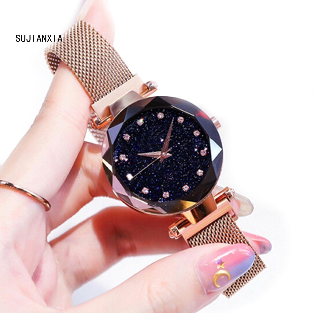 Đồng Hồ Nữ Ov Dây Thép Không Gỉ Mặt Đính Đá Lấp Lánh