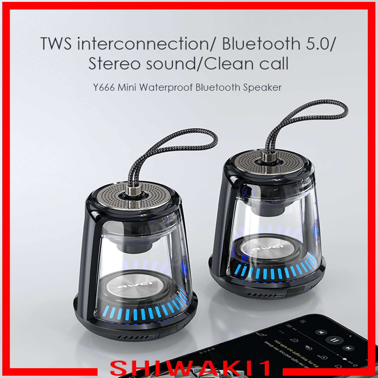 Loa Bluetooth Không Dây Chất Liệu Acrylic Trong Suốt Chống Thấm Nước Nhiều Màu Sắc Shiwaki1