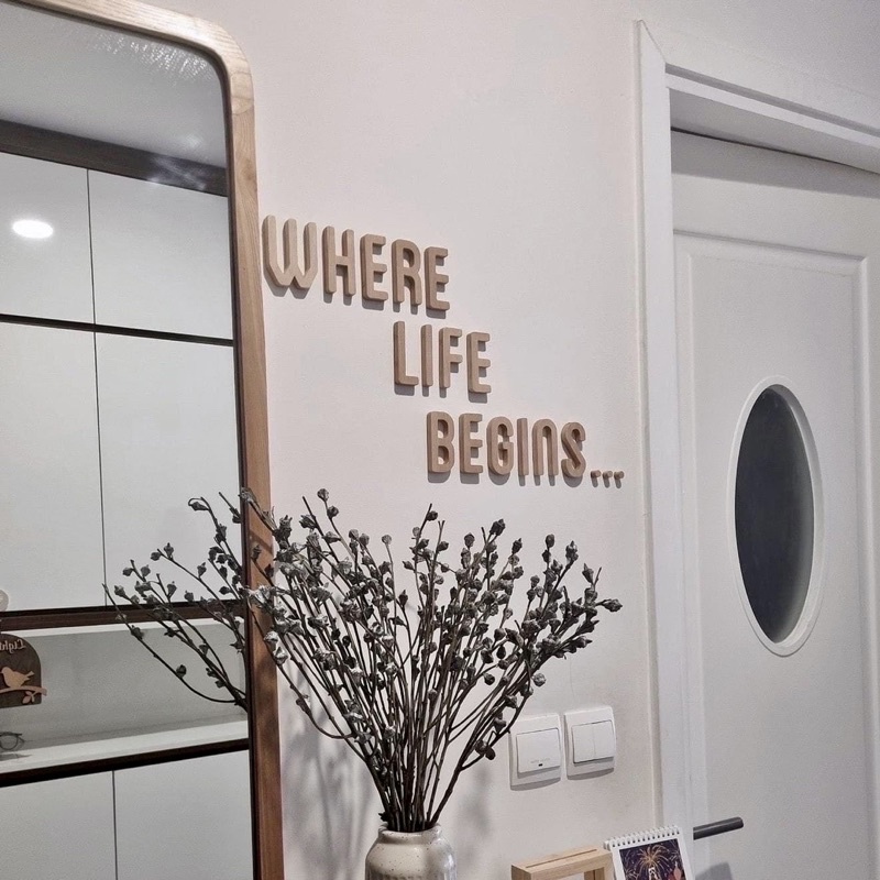 Chữ gỗ decor, chữ gỗ dán tường trang trí  nhà cửa, Vật trang trí tường Decor Quán Cafe - Màu gỗ sáng cao 7,8cm