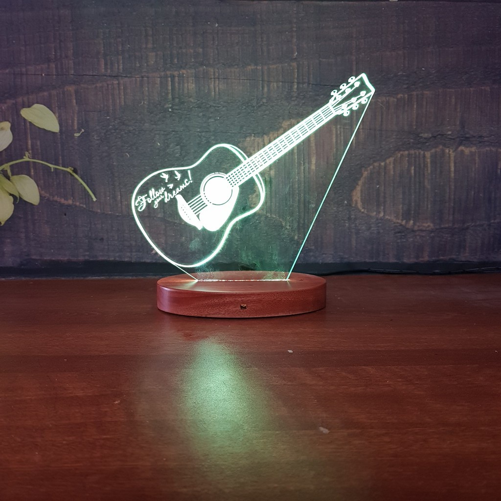 Đèn Led 3D 16 Màu Mẫu Đàn Guitar Khắc Tên Theo Yêu Cầu- Đèn Trang Trí, Đèn Ngủ Siêu Đẹp