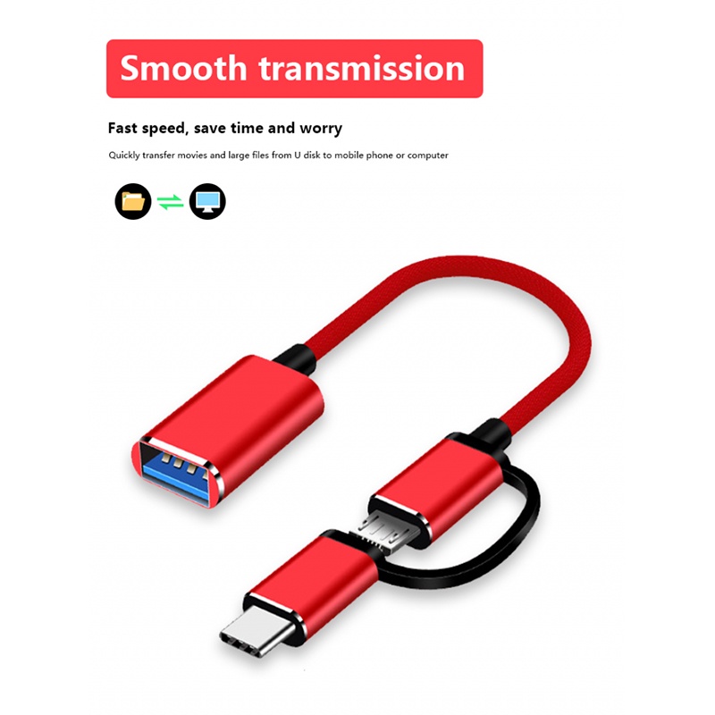 Cáp dữ liệu FONKEN OTG 2 trong 1 chuyển đổi Type-C Micro-USB sang USB 2.0