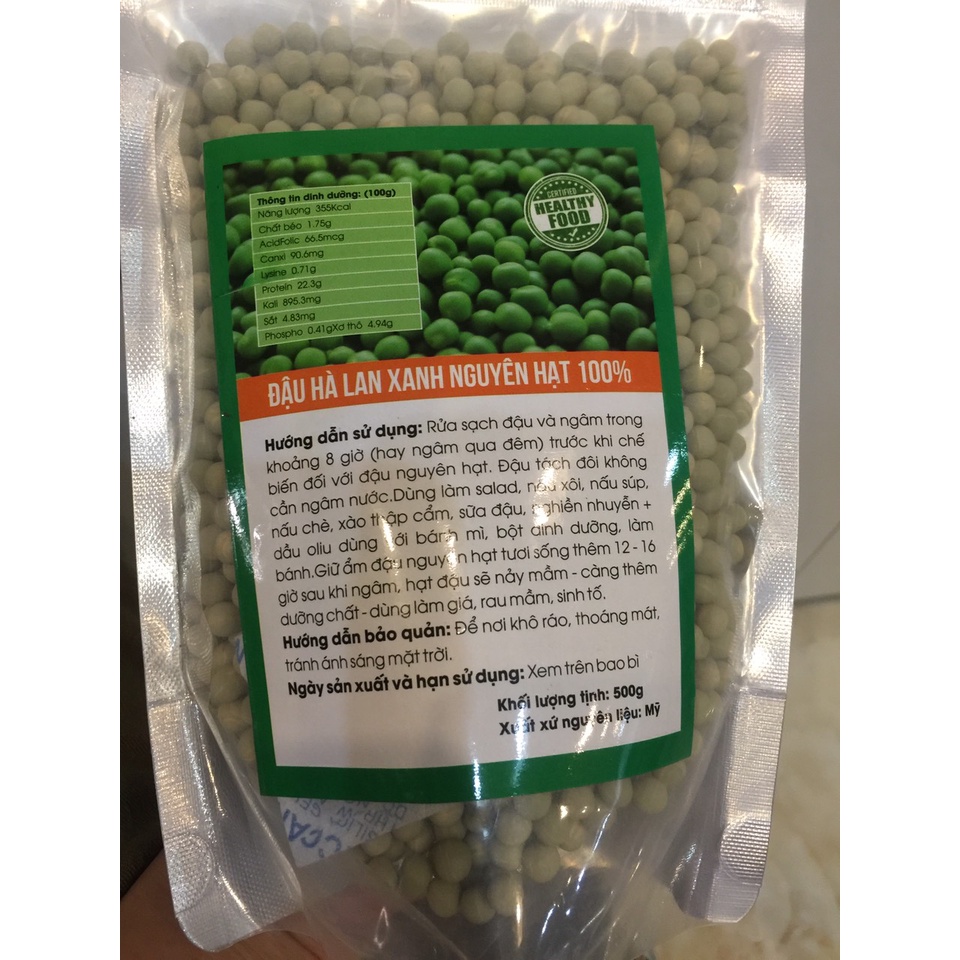 ĐẬU HÀ LAN XANH NGUYÊN HẠT 100% NHẬP KHẨU MỸ GÓI 500GRAM