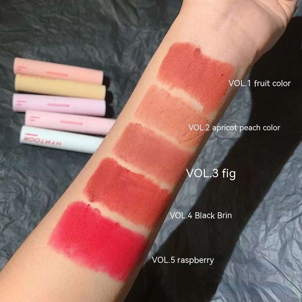 HYNTOOR Son Môi Nhung Lì Màu Đen Thiết Kế Vỏ Hình Thỏ Xinh Xắn