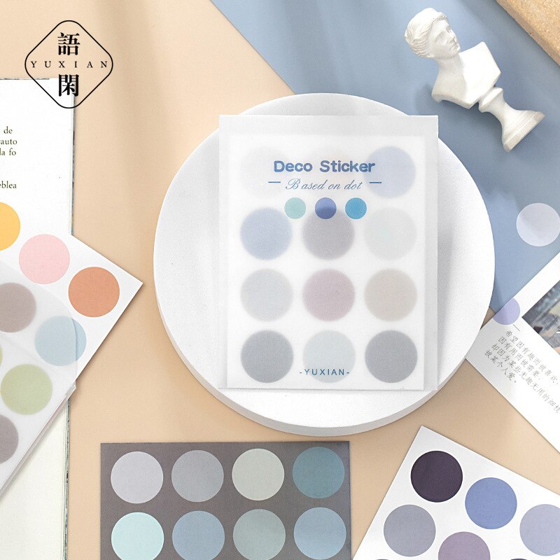 Set 10 tấm hình dán chấm bi trang trí sổ tay độc đáo