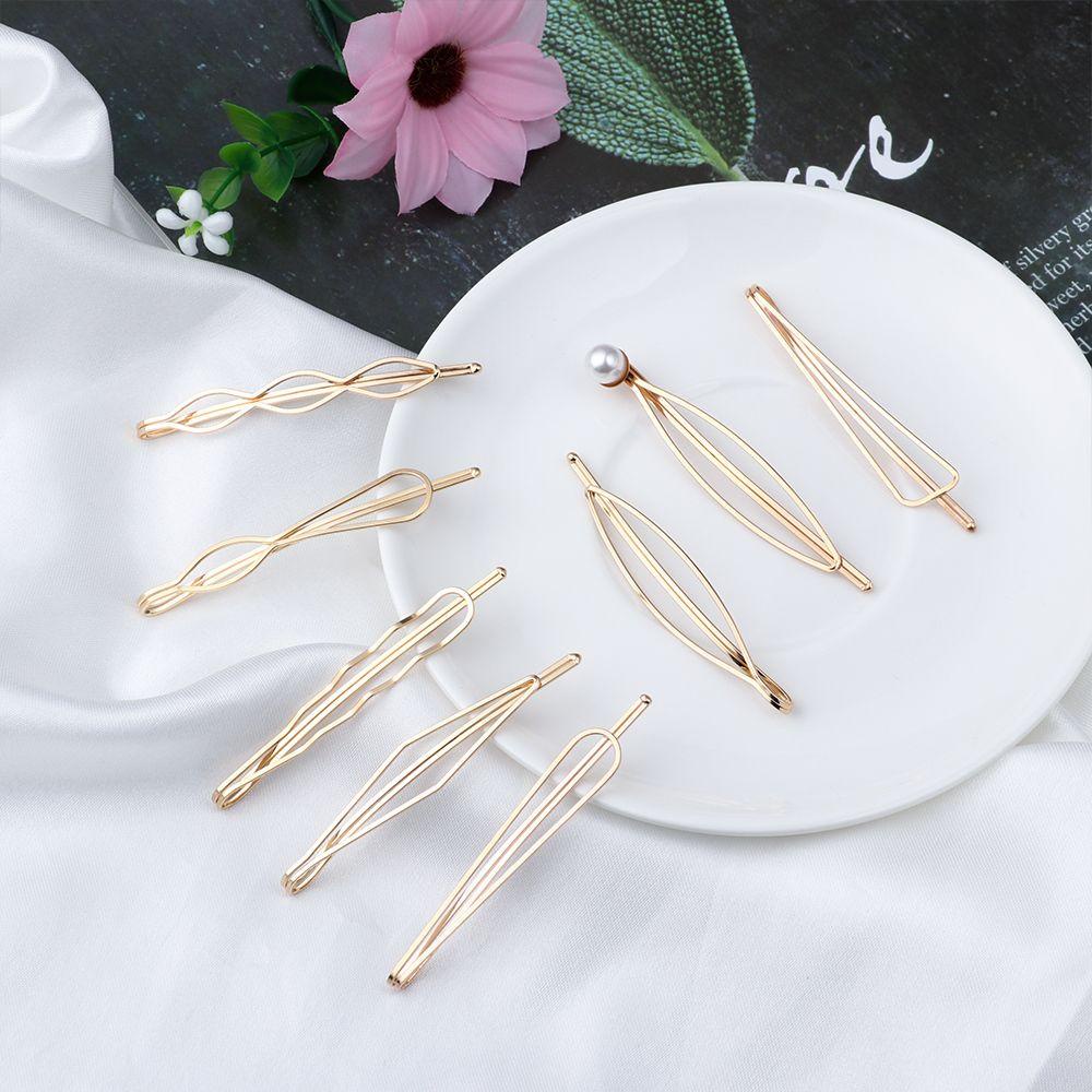 Set 5 Kẹp Tóc Họa Tiết Hình Học Đơn Giản|Kẹp Tóc Màu Sắc