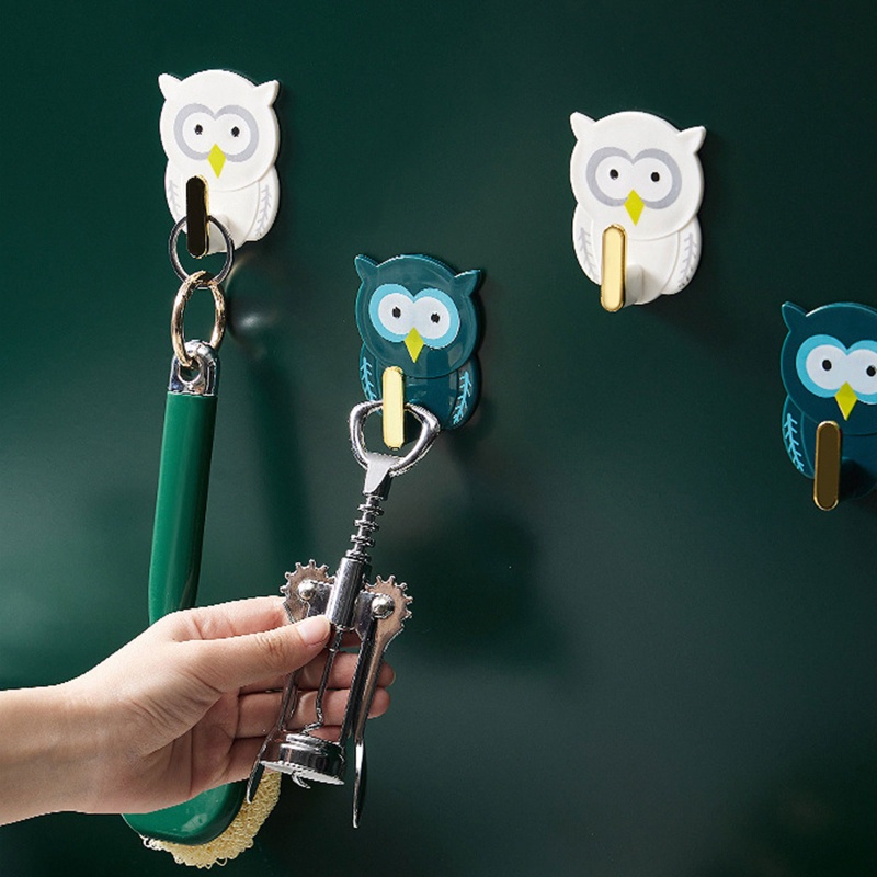 Set 4 Móc Treo Đồ Dán Tường Hình Chim Cú Hoạt Hình