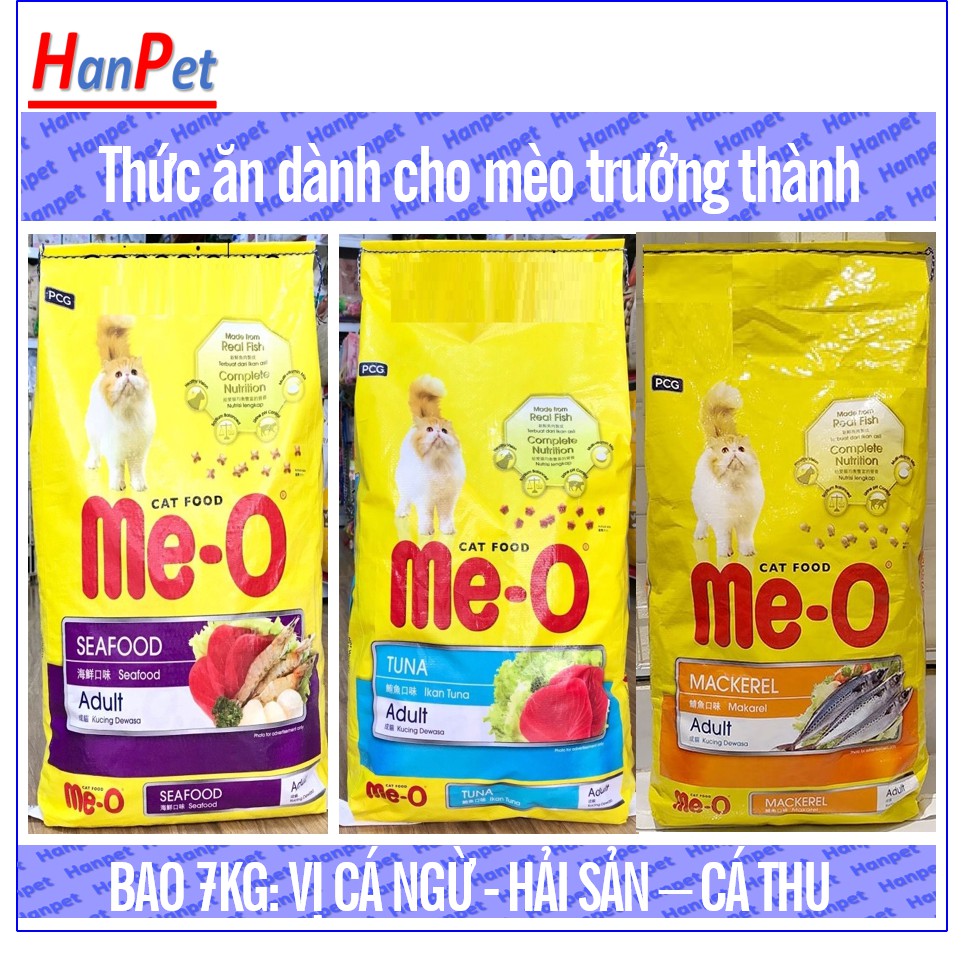 HN- (Bao 7kg) Me-o Cám mèo bao- Thức ăn mèo trưởng thành dạng hạt khô giá siêu rẻ