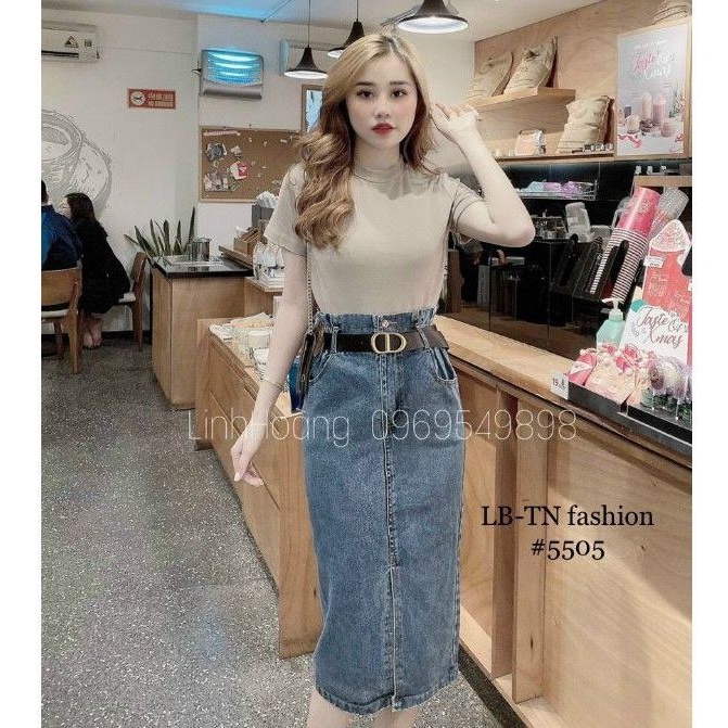 CHÂN VÁY JEAN🍀CHÂN VÁY BÒ DÁNG DÀI CẠP CAO LƯNG THUN CO GIÃN MIX ĐỒ SIÊU ĐẸP | BigBuy360 - bigbuy360.vn