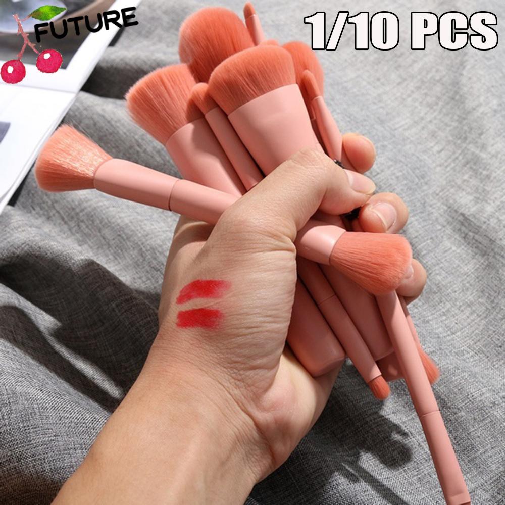 Set 1/10 Cọ Trang Điểm Phấn Nền/Phấn Mắt/Môi/Lông Mày Tay Cầm Gỗ Mềm Mại Thời Trang Cho Nữ