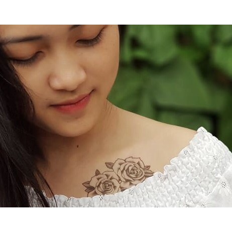 Hình xăm dán hoa hồng đen 531 10x6cm- mua 5 tặng 1 mini tattoo