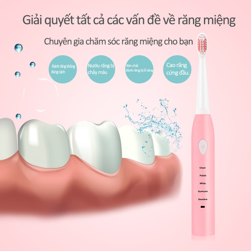 Bàn Chải Đánh Răng Điện Rung Nhật Bản Chất Lượng Tốt, Tặng 3 Đầu Bàn Chải 