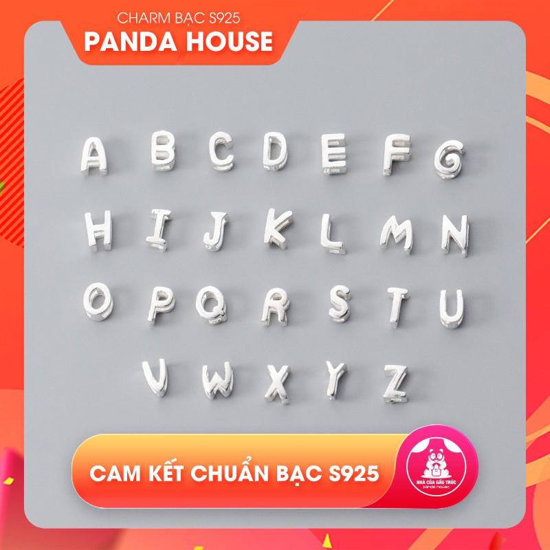 Charm bạc s925 hình chữ cái 4*6mm - Panda House