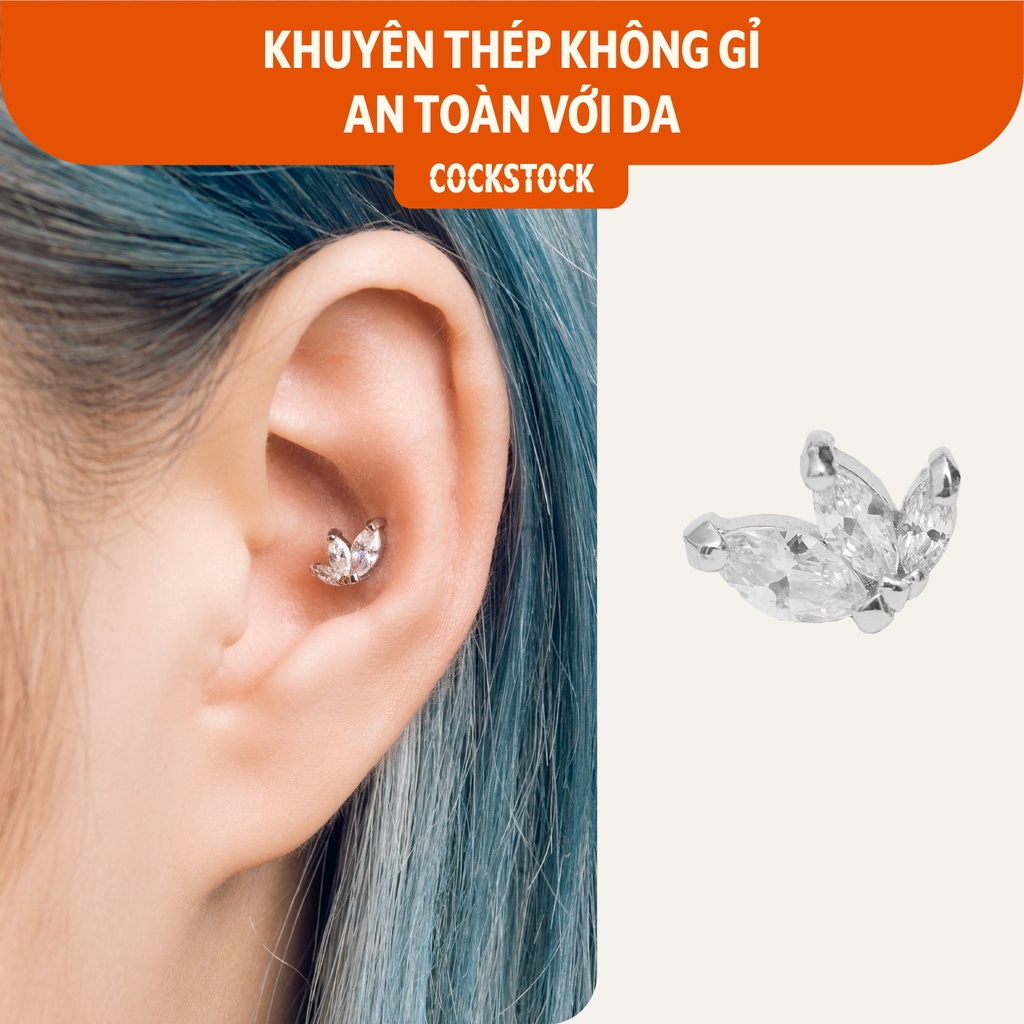 Khuyên tai đá Three Angles Diamond Earring CockStock