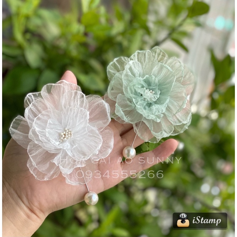 Hoa cài áo - Hoa cài áo chất liệu voan nhăn nhiều màu