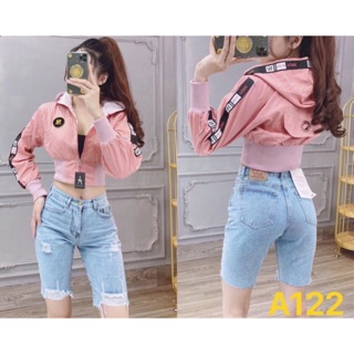 Áo khoác lửng chạy viền bo eo
