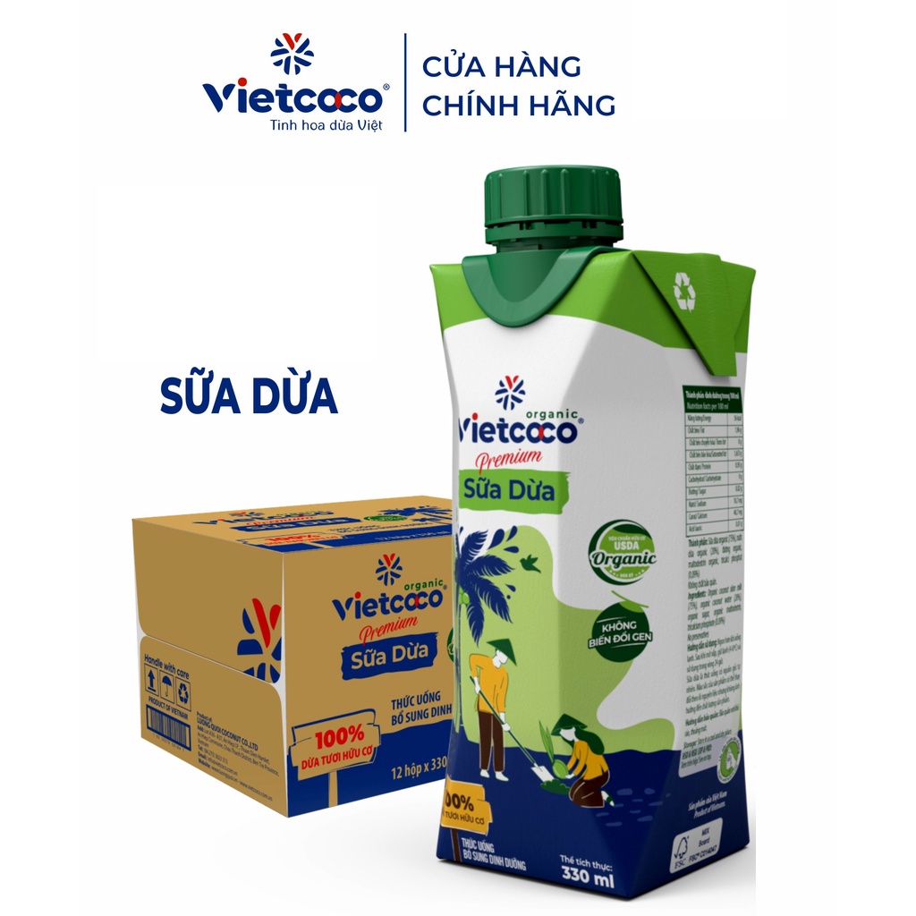 Bao sỉ -1 thùng  Sữa Dừa Vietcoco 330ml/hộp