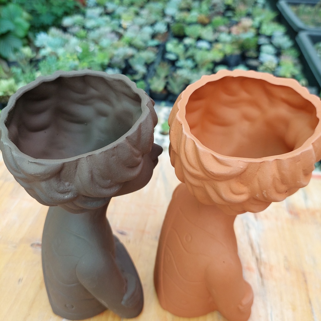 Chậu đất nung, Chậu sen đá - Tomboy, miệng chậu 7cm, chiều cao 20cm