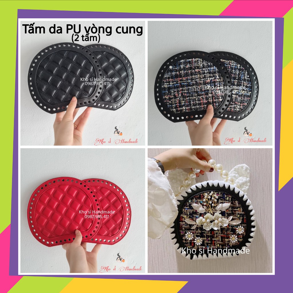 Tấm da làm túi handmade  hình vòng cung- PK: túi  (2 tấm)