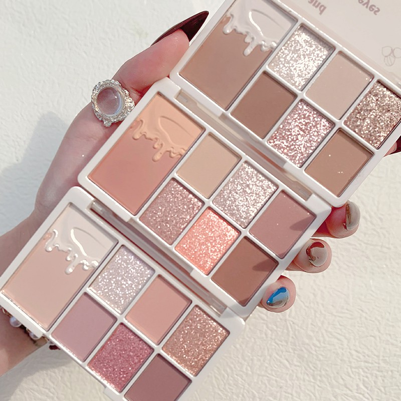 ♕Bảng Phấn Mắt XIXI 7 Màu Lì Và Ánh Nhũ Kết Hợp Trang Điểm Mắt Tông Nude Kháng Nước