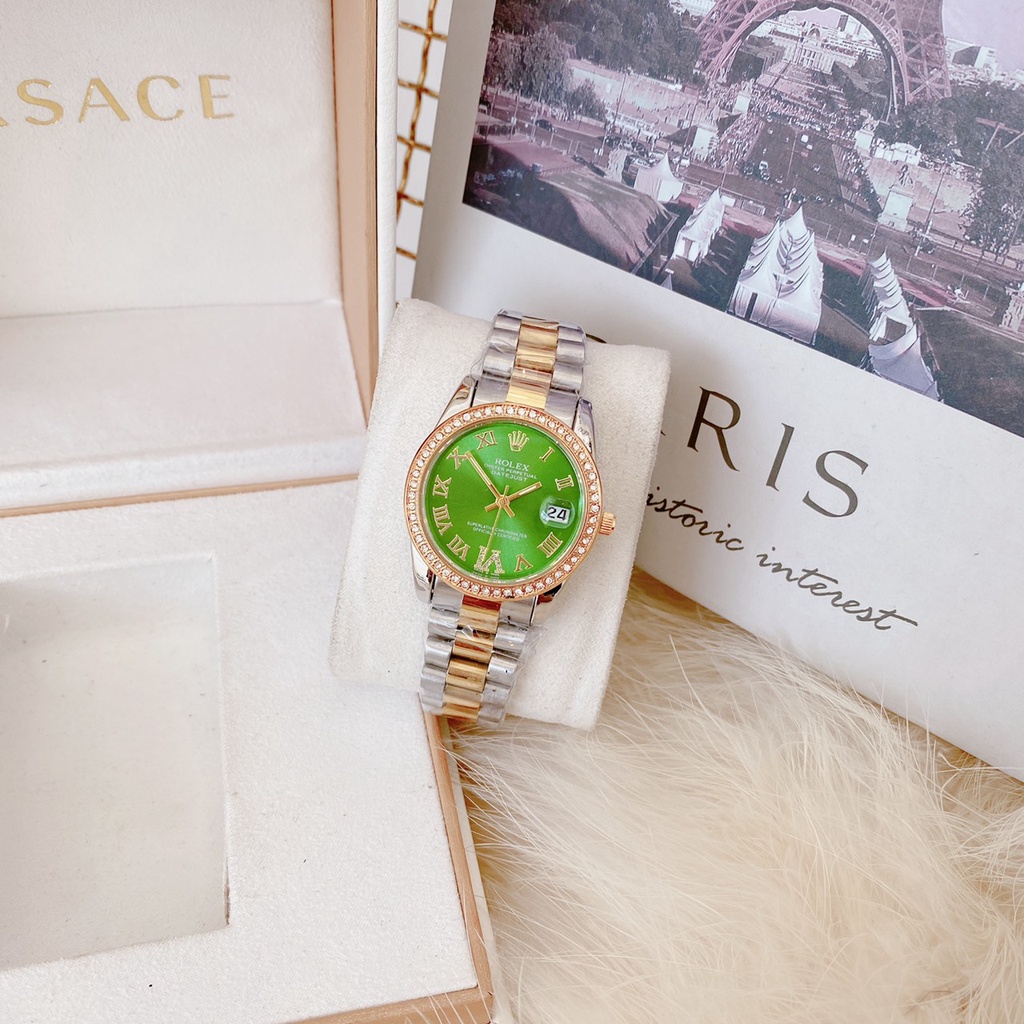 Đồng hồ nữ Rolex, dây thép không girm hàng full box, thẻ bảo hành 12 tháng - Dongho.rolex