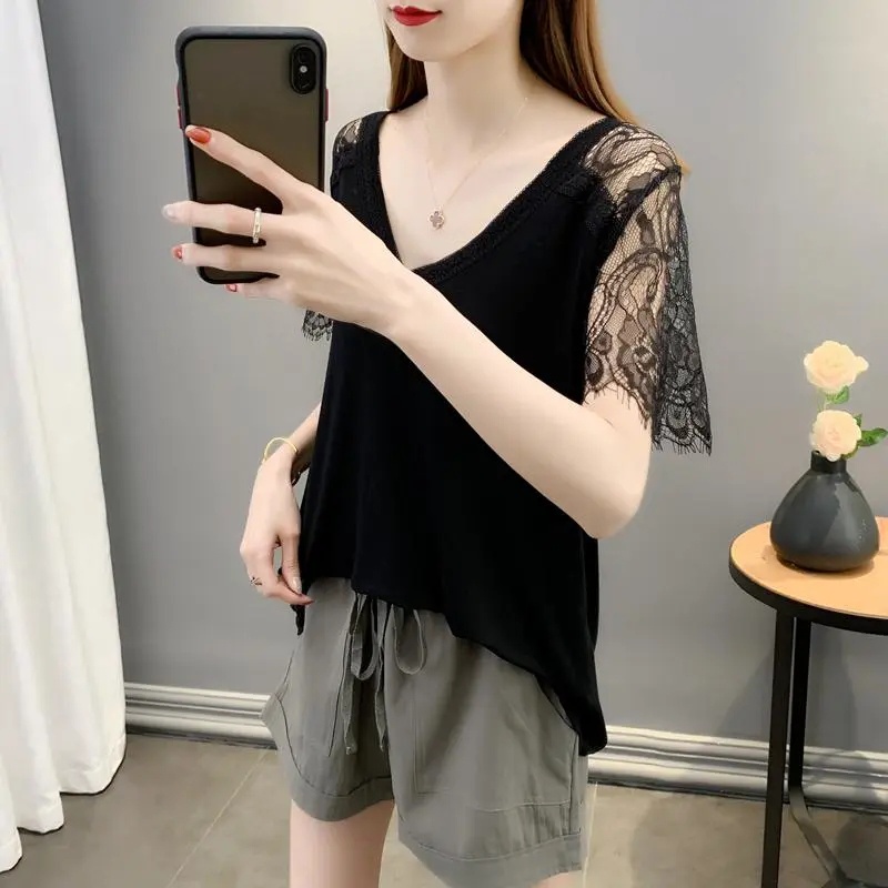 Áo Thun Tay Ngắn Cổ Chữ V Plus Size Cho Nữ C9407 [50-150KG]