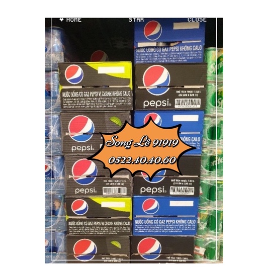 Set24lon/ Thùng 24lon PEPSI VỊ CHANH KHÔNG CALO 330ml