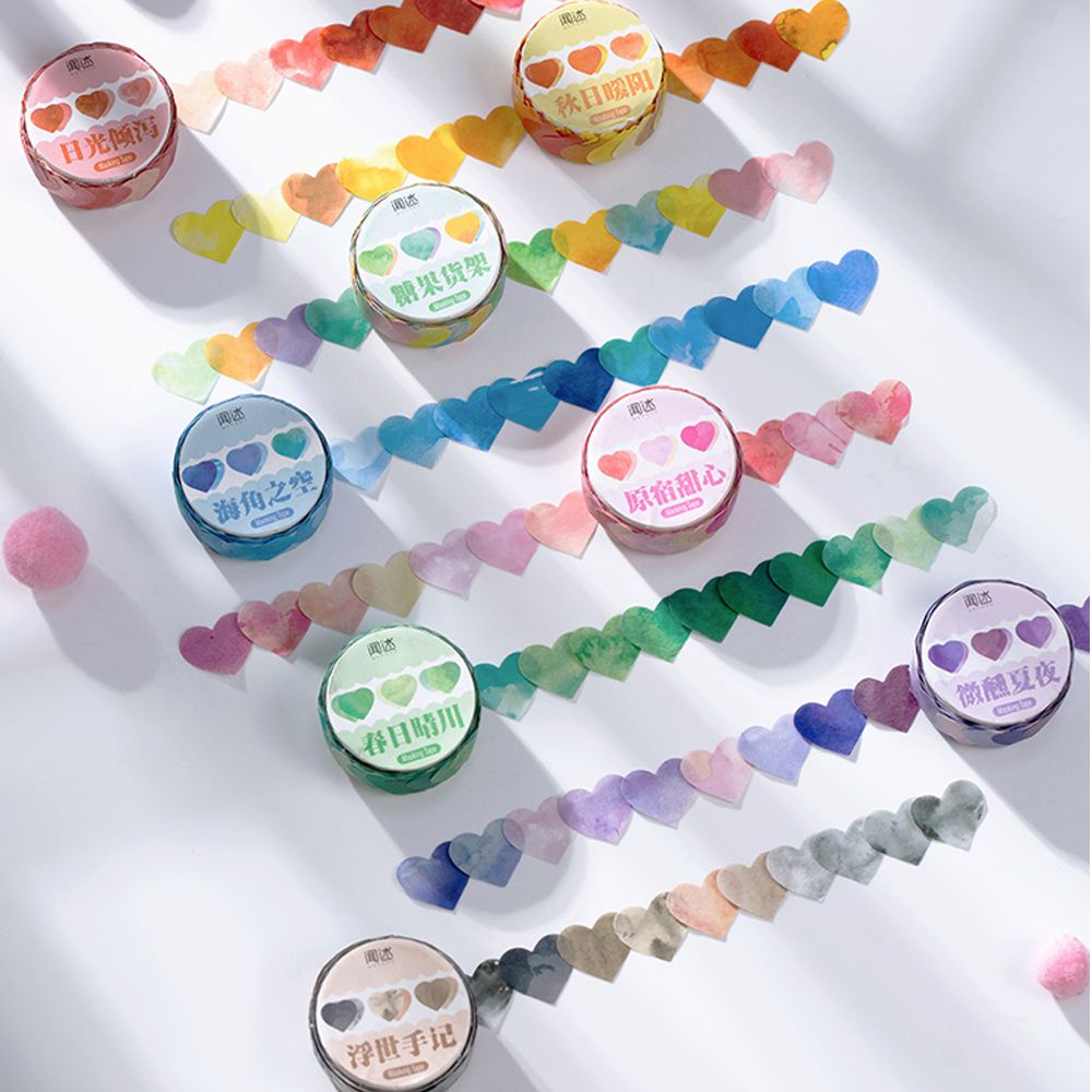 Cuộn 100 Miếng Dán Hình Trái Tim Dễ Thương Dùng Trang Trí Sổ Tay Diy