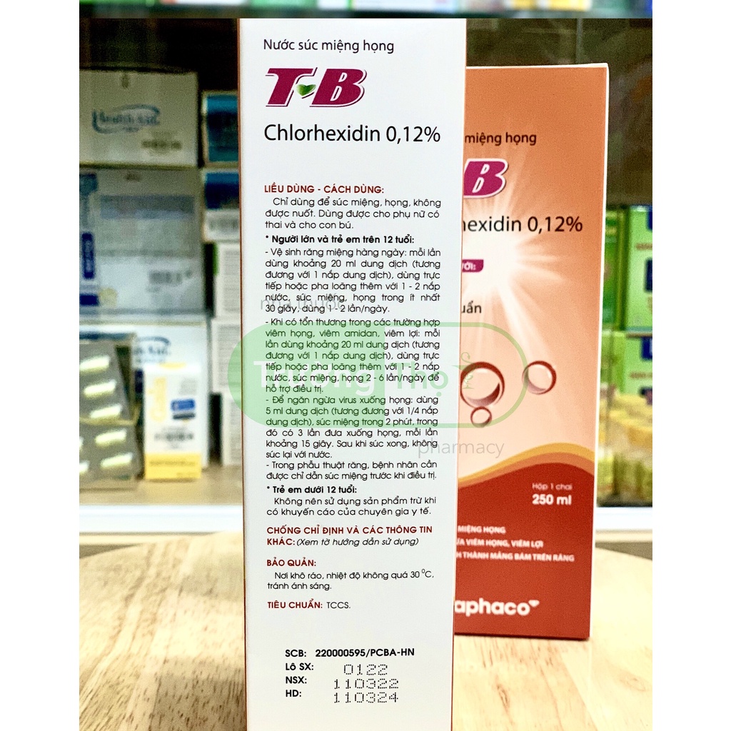 Nước Súc Miệng Sát Khuẩn TB Chlorhexidin 0,12%- chai 250ml